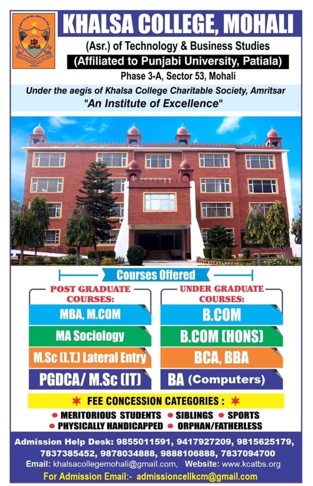 Khalsa College Mohali Of Technology & Business Studies